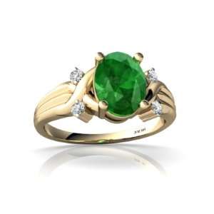  14K Yellow Gold Oval Genuine Emerald Ring Size 4 Jewelry