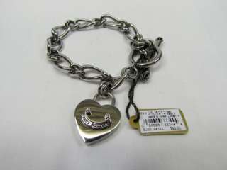 Juicy Couture Silver Scottie Dog Heart Padlock Charm Starter Bracelet 