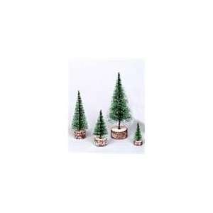   of 12 Green Frosted Artificial Village Christmas Trees
