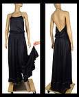   LAURENT $1995 belted waist dress gown S NEW black silk viscose ysl