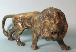 ANTIQUE FRENCH BRONZE SCULPTURE of LION SIGNED c. 1874  