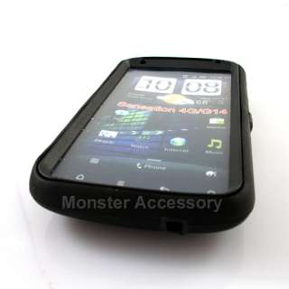 Black Double Layer Hard Case Gel Cover For HTC Sensation 4G T Mobile 