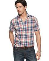 Via Europa Shirt, Microfiber Short Sleeve Clarion Plaid