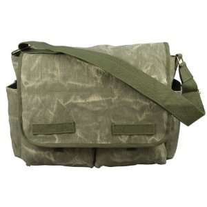 Olive Drab Stone Washed Heavy Weight Messenger Bag  Sports 