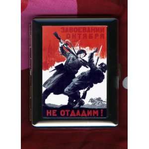 Defend The Gains Of October Soviet USsr WWii ID CIGARETTE CASE Health 