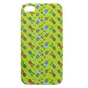 Gino Cartoon Bee Pattern IMD Hard Back Case Cover Green for iPhone 4 