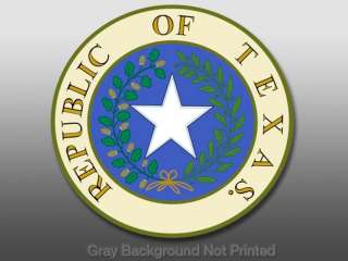 Republic of Texas Seal Sticker  car state window decal  