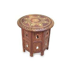  Brass inlay accent table, Indian Palace