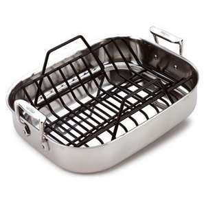  All Clad 14x11x2 in. Stainless Roasting Pan with Rack 