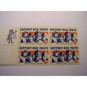   Our Youth, S# 1342, Plate Block of 4 6 Cent Stamps 