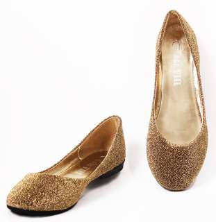   Sparkly Satin Comfortable Ballerina Flat Shoes Sz 5.5  10 Spark  