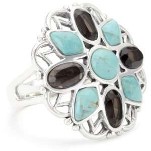  Barse Sterling Silver Adorn Turquoise and Smoky Quartz 