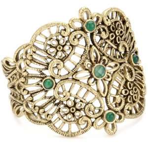  Bronzed by Barse Lace Green Onyx Cuff Bracelet Jewelry