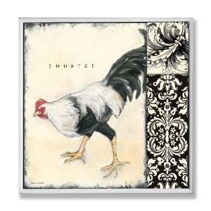   Home Decor Collection Black and White Rooster Square