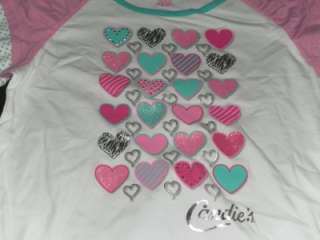 NWT Girls CANDIES Pink White Heart Shirt Top Lot L 14  