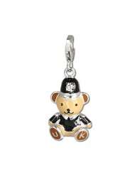 SilberDream Charm beige,brown and black enameled teddy BOBBY, 925 