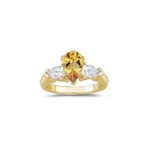 20 Cts Diamond & 2.38 Cts Citrine Three Stone Ring in 18K Yellow 