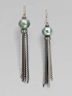   Yurman   Diamond, Tahitian Pearl & Sterling Silver Tassel Earrings