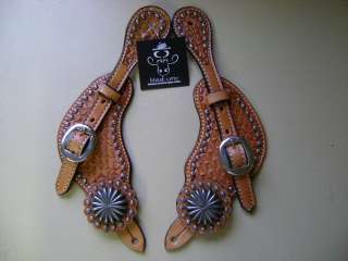 STUNNING HAND CRAFTED MAD COW BRAND SILVER LEATHER SPUR STRAPS  
