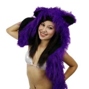  Purple Faux Fur Fluffy Animal Hood Hat Toys & Games