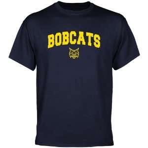Quinnipiac Bobcats Navy Blue Logo Arch T shirt  Sports 