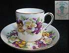CROWN STAFFORDSHIRE F15069 PANSY DEMITASSE CUP & SAUCER