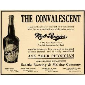   Seattle Brewing Malt Rainier Beer   Original Print Ad