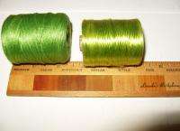 Vtg 2 Spools KELLY GREEN Silk Thread Sewing Crochet Floss 