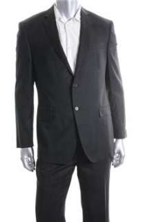 Calvin Klein Mens 2 Button Suit Black Wool 44R  