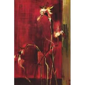  Terri Burris 24W by 36H  Crimson Room with Flowers 