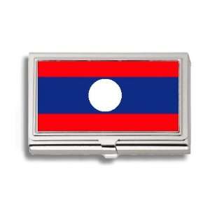 Laos LAO Flag Business Card Holder Metal Case Office 