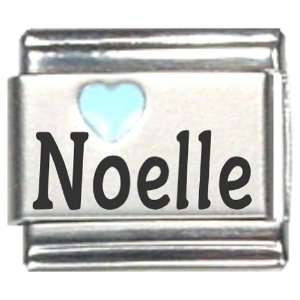  Noelle Light Blue Heart Laser Name Italian Charm Link 