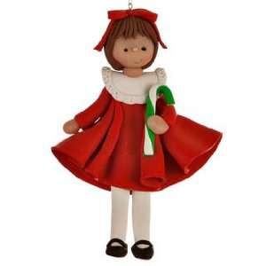 Little Girl in Red Dress Christmas Ornament 