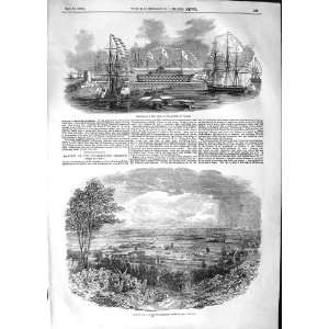   1852 BASIN ARSENAL NAPLES SHIPS HARVEST HOME RED HILL