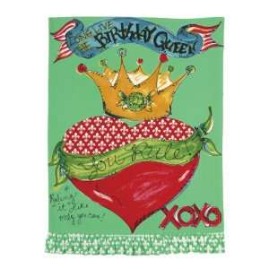   Junkin Happy Birthday Queen Kitchen Towel, Green/Red