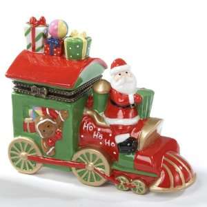   Ceramic Santa Claus Train Hinged Christmas Boxes