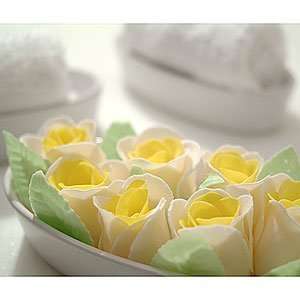  Seven Rose Soaps and Leaves, Yellow and White Beauty