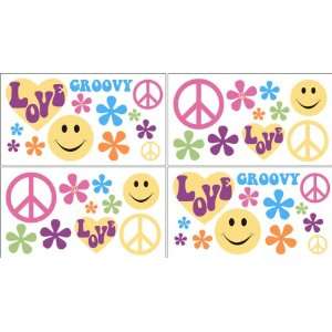  Groovy Kids and Teens Peace Sign Wall Decal Stickers   Set 