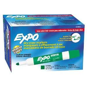 Expo Low Odor Bullet Tip Dry Erase Markers, 12 Green Markers (82004)