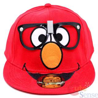  Sesame Street Elmo w Nerd Glasses Red Flex Fit Flatbill Cap Hat 