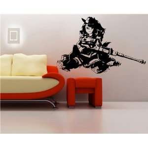   Decal Stickers Anime Girl with Rifle GUN Shots S6911