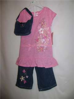 Nannette Girl 3 Pc Embellished Denim Capri Outfit 3T/3  