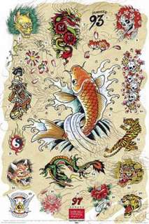 ED HARDY   TATTOO POSTER (JAPANESE CHART) (KOI FISH)  