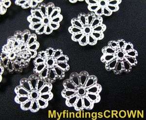 1000 pcs silver plated cut out filigree bead caps 9mm  