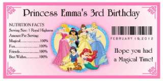 20 DISNEY PRINCESS BIRTHDAY PARTY FAVORS ~ WATER BOTTLE LABELS  