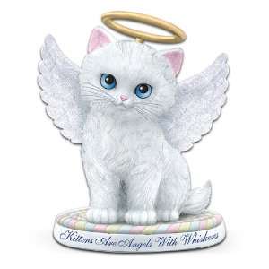   Angels With Whiskers White Kitten With Blue Eyes Figurine Home
