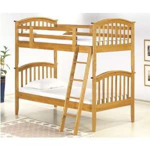 Solid Hardwood Bunk Bed with Wood Slat Bed Support 