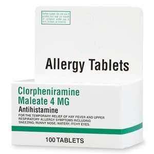 Allergy Tablets, Clorpheniramine Maleate, 4 mg   100 ea