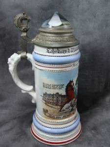 Antique Imperial German Occupational Lithopane Lidded Stein~ Prism Top 