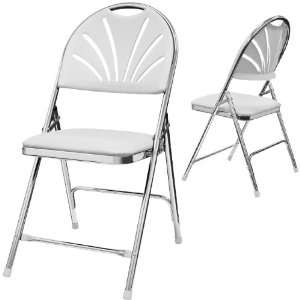 Phoenixx Fan Back Folding Chair with Padding Color White Chrome (4pcs 